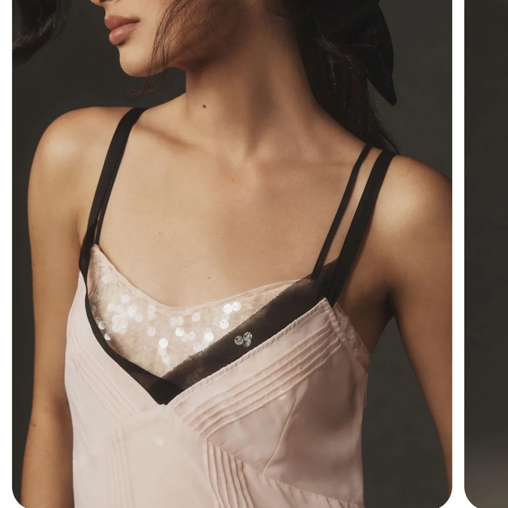 Anthropologie Pink Sheer Layer MIDI Dress - Picture 2 of 8